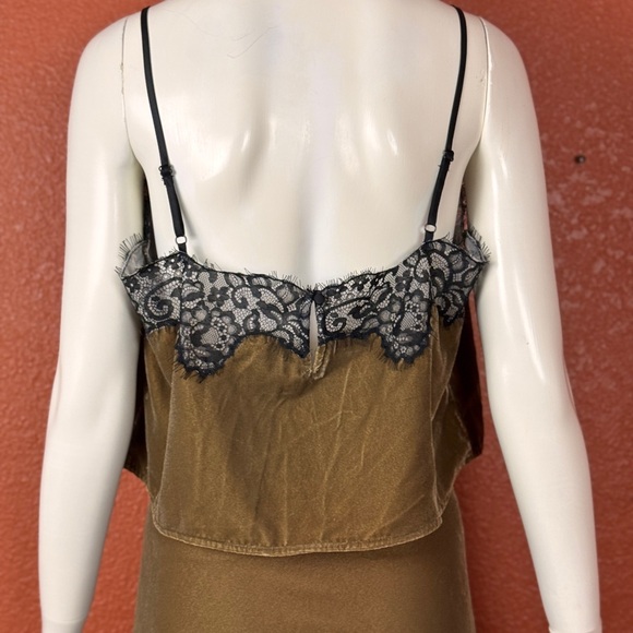 House Of Harlow Lace Trimmed Velour Spaghetti Strap Top/Skirt Olive Size ML E72 - Picture 11 of 15